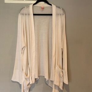 Sweet Pea Cream Open-Front Draped Cardigan